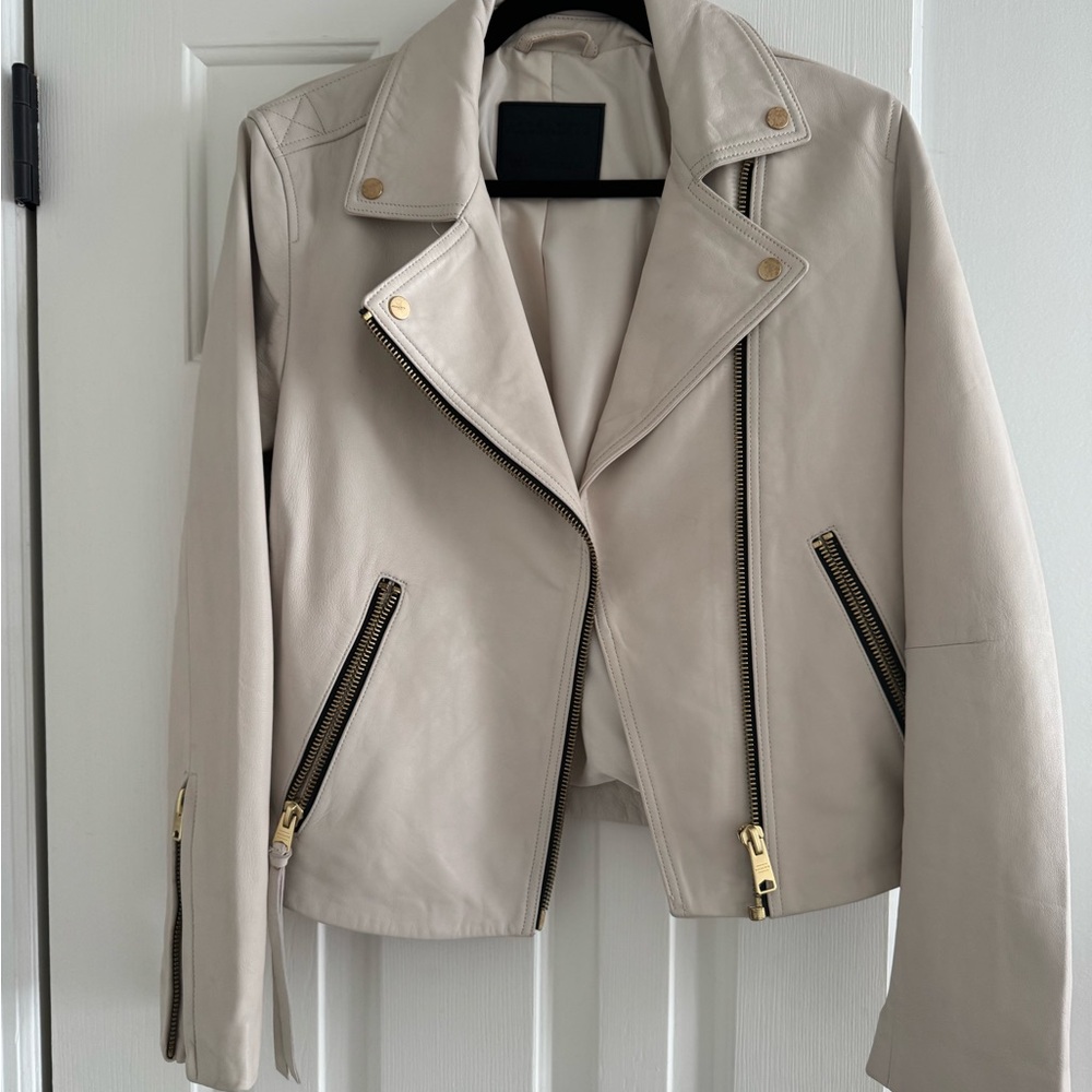 All Saints Cream Leather Women's Jacket